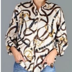 RALPH LAUREN stirrup PRINT BUTTON UP SHIRT